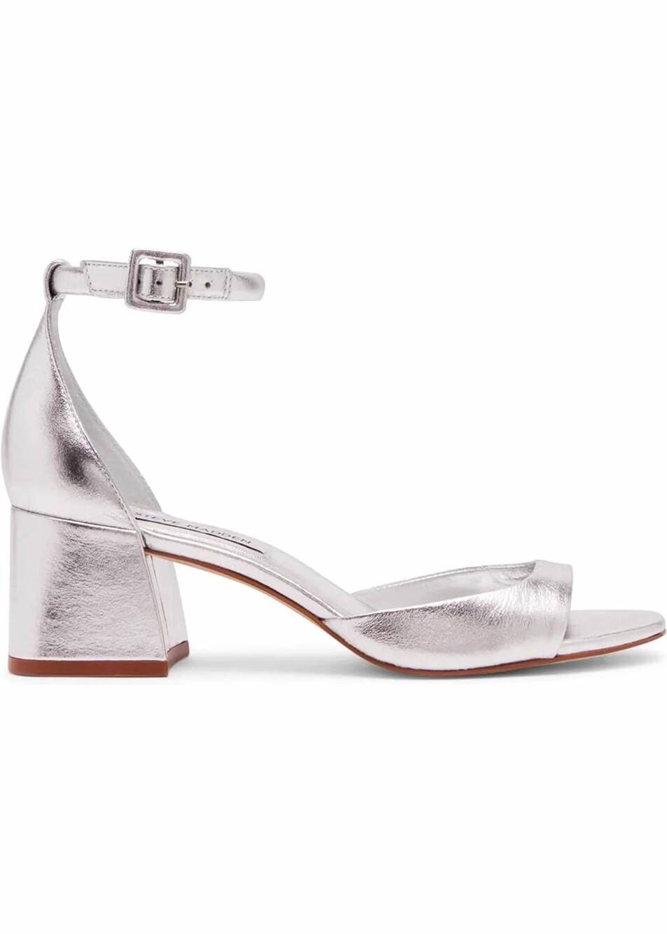 NEW STEVE MADDEN women's block heel strap sandal in silver